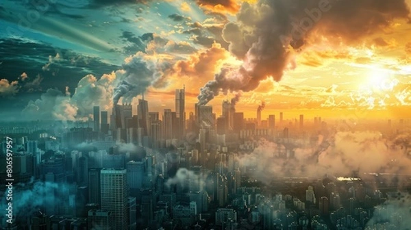 Fototapeta Reducing greenhouse gas emissions, global warming