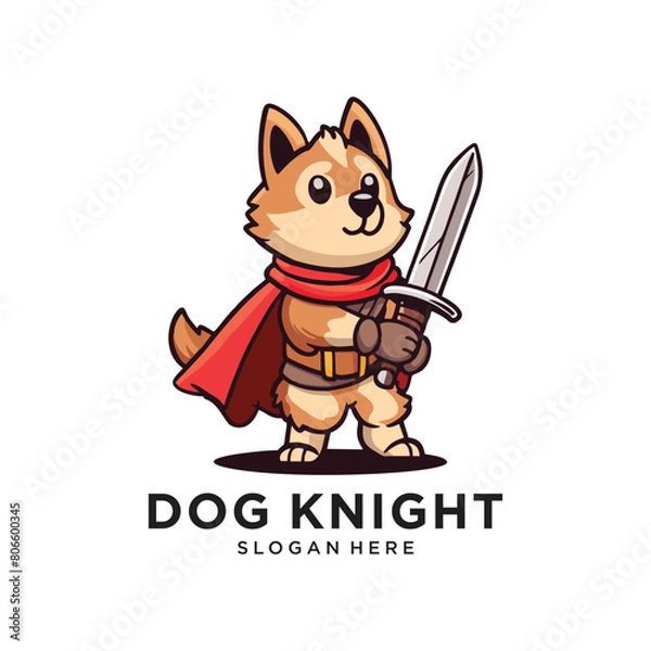 Obraz dog sword logo design vector illustration