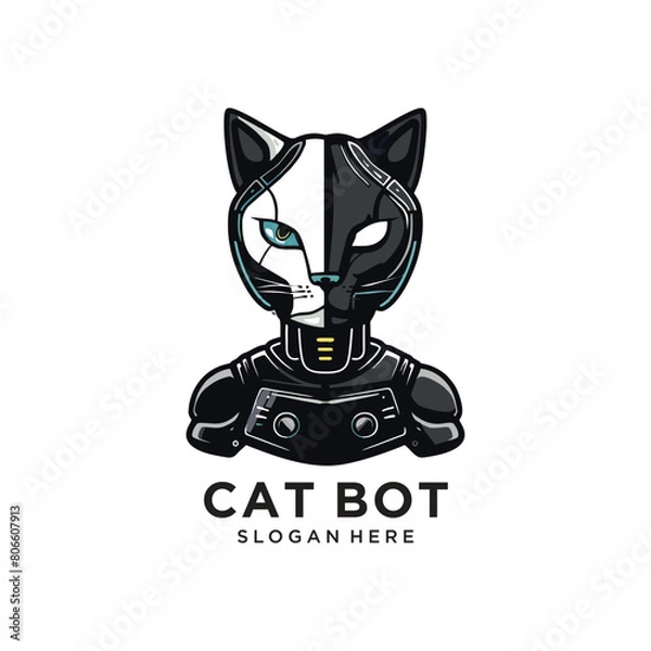 Obraz cat robot logo design vector illustration