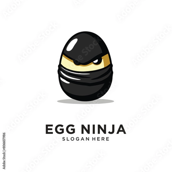 Obraz egg samurai or ninja logo design vector illustration