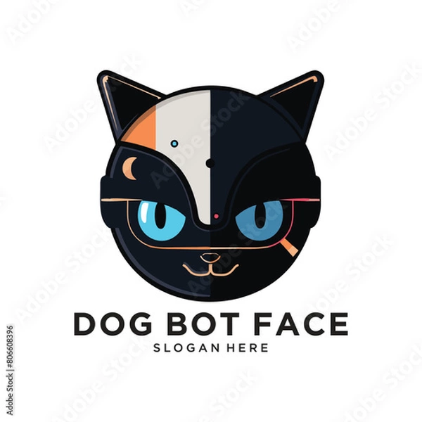 Obraz dog cat robot face logo design vector illustration