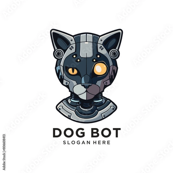 Obraz dog robot tech logo design vector illustration