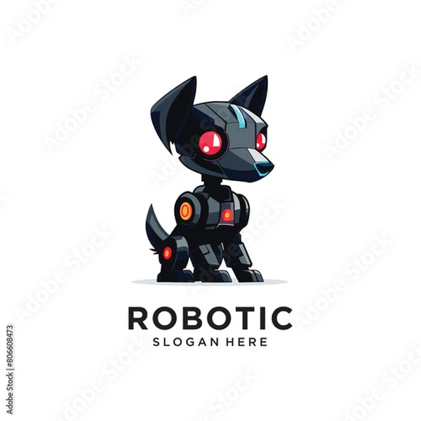 Obraz dog robot tech logo design vector illustration