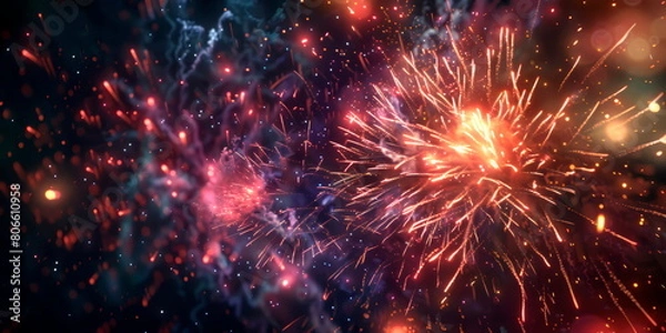 Obraz fireworks exploding in the night sky, celebrating the joy and festivity of Eid-al-Adha.