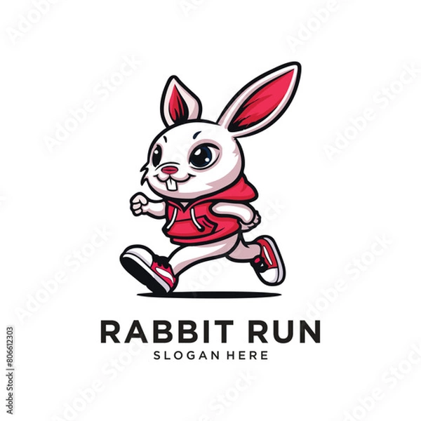 Obraz rabbit run logo design vector illustration