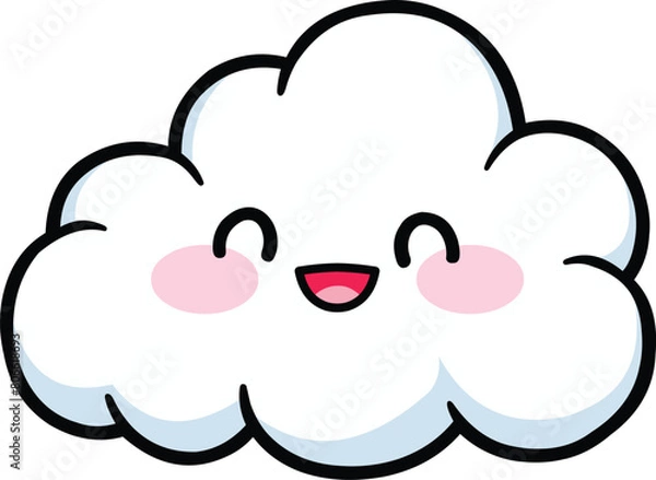 Fototapeta Happy cloud in a kawaii style
