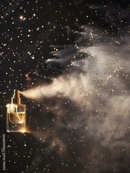 Fototapeta Fine Mist of Sparkling Perfume Scent Trailing in the Air