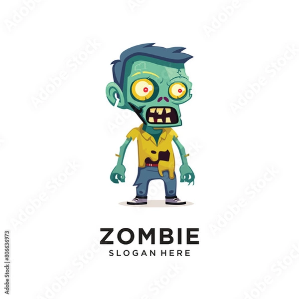 Obraz zombie monster head character logo design vector