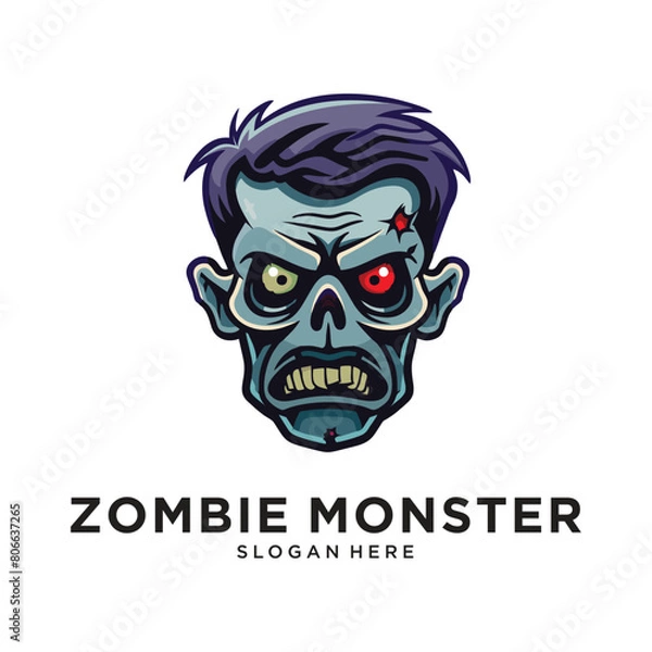 Obraz zombie monster head character logo design vector