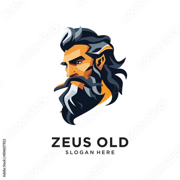 Obraz old zeus head character logo design vector
