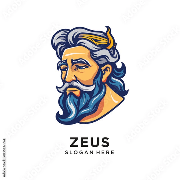 Obraz old zeus head character logo design vector