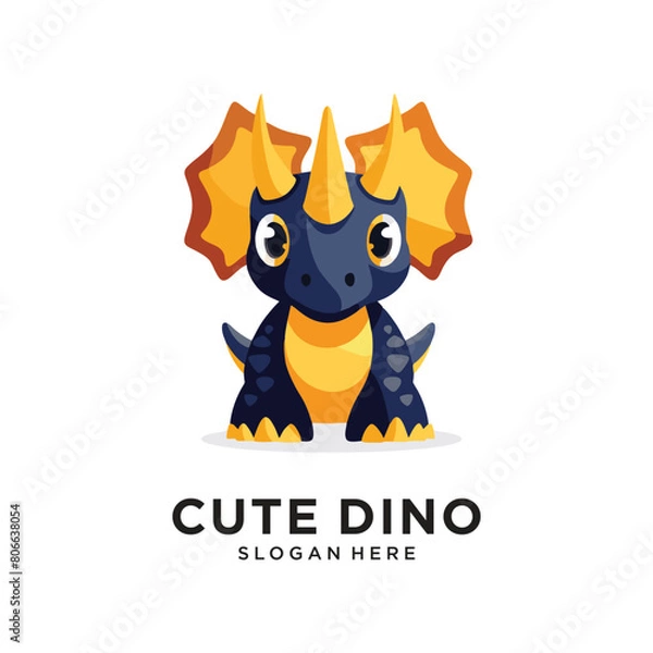 Obraz cute dinosaur character logo design vector