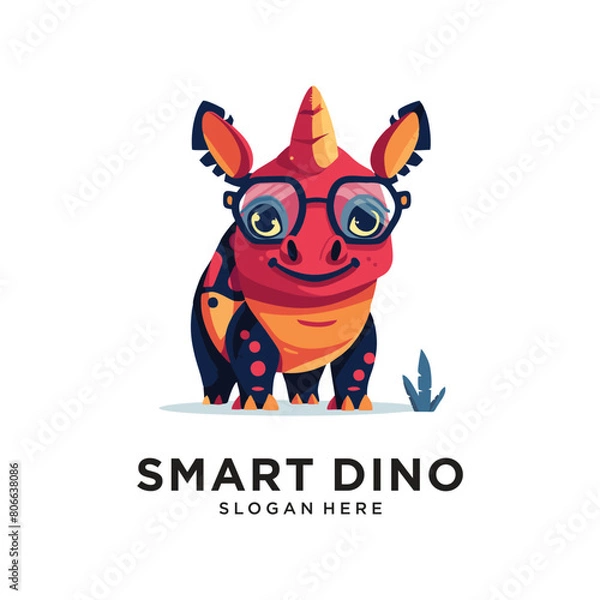 Obraz cute dinosaur character logo design vector