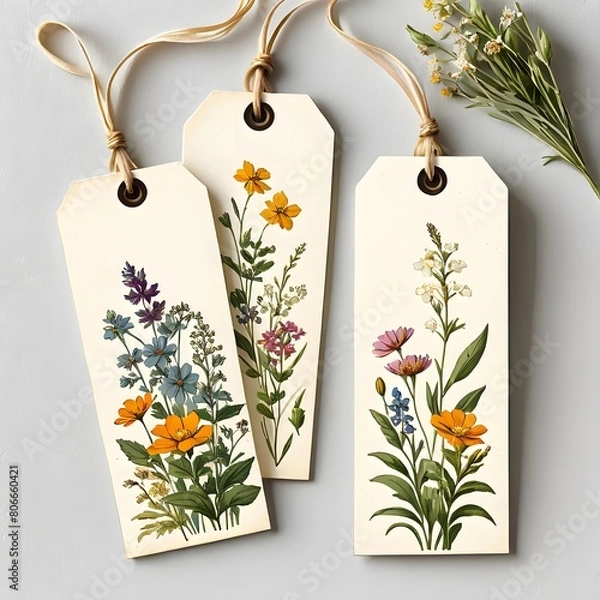 Obraz Vintage-style paper with wildflowers on it, tag -Generative AI
