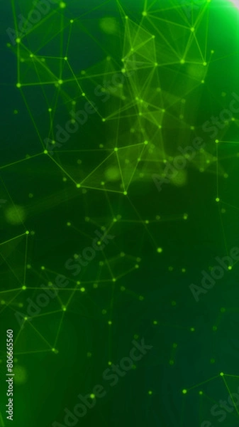 Obraz Portrait green plexus particles molecules space particle form, futuristic neon graphic Background, 3D technology shape background