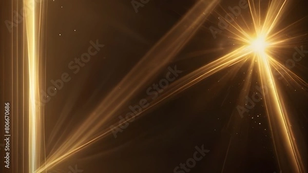 Fototapeta Abstract gold light ray, sun beam blur glow effect background. Gold light flash spotlight backdrop with sunlight shine. Generative AI 