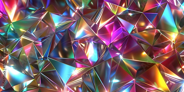 Fototapeta Vibrant abstract iridescent polygon background