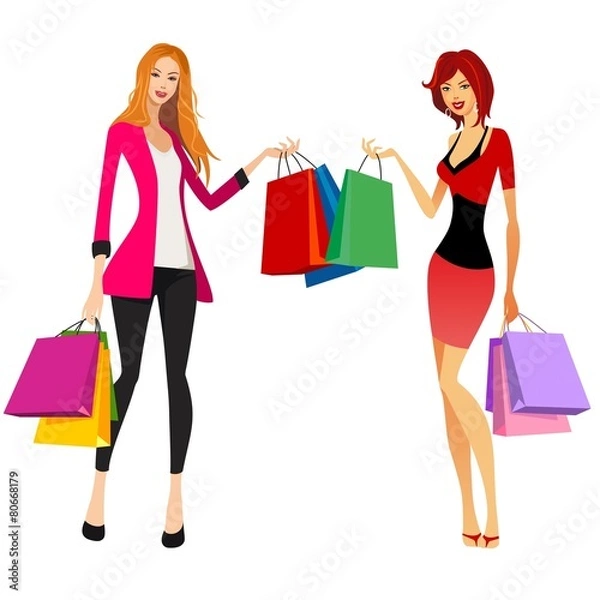 Fototapeta pretty women shopping