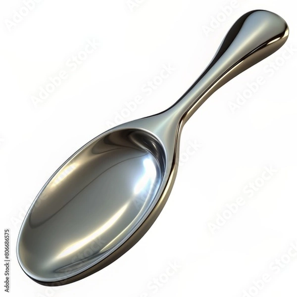 Fototapeta 3D Render of a Silver Spoon with Polished Finish, on isolated white background, Generative AI