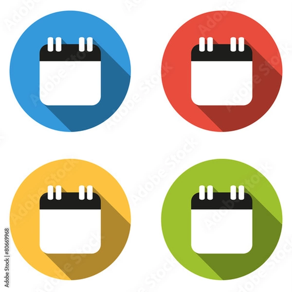 Fototapeta Collection of 4 isolated flat colorful buttons for calendar