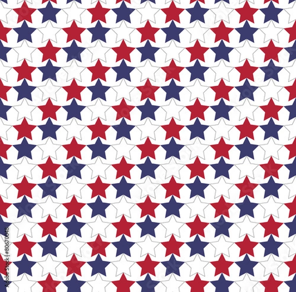 Obraz Seamless star pattern in official colors of USA flag