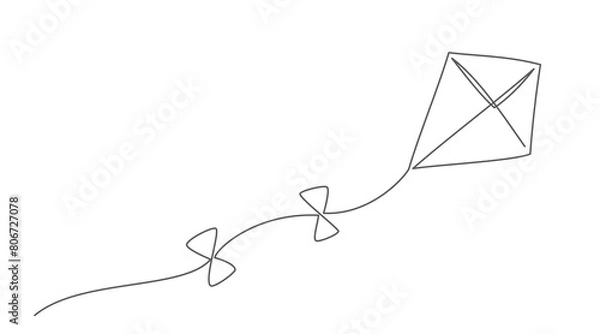 Obraz Kite One line drawing on white background