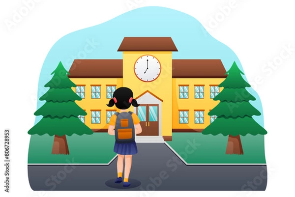 Fototapeta Back to School Flat Design Illustration