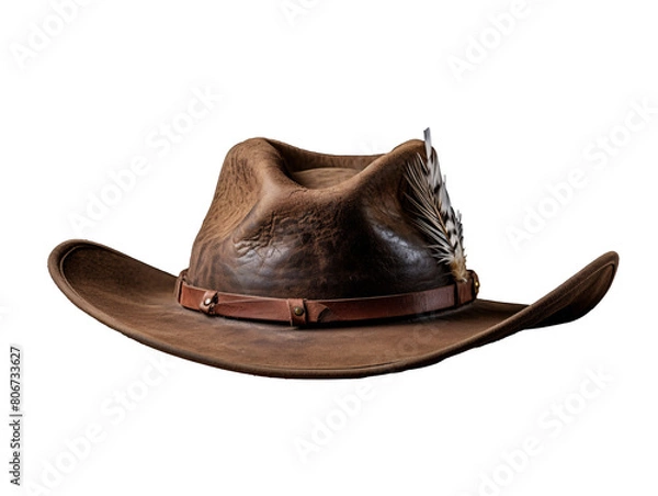 Obraz a brown cowboy hat with a feather