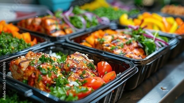 Fototapeta Illustrate the benefits of meal prepping for busy individuals striving to maintain a healthy weight.