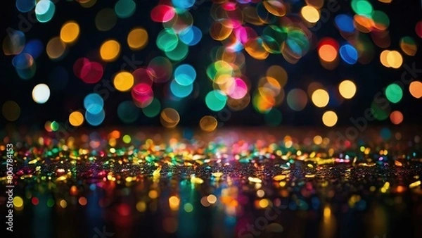 Fototapeta Dazzling multicolor bokeh effect on a dark background