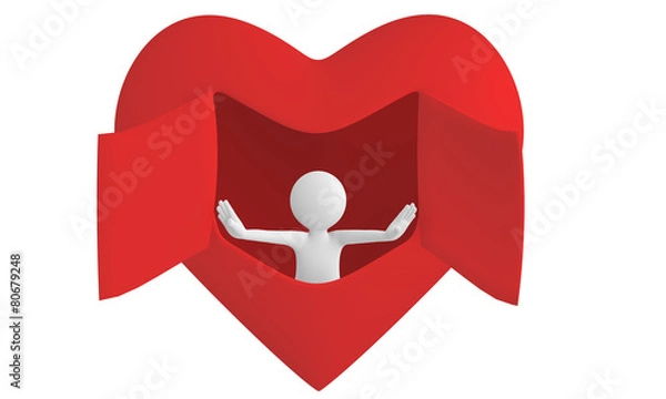 Obraz 3d man open heart window