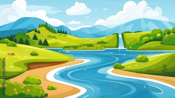 Fototapeta Design Template With A Water Background, Cartoon Background