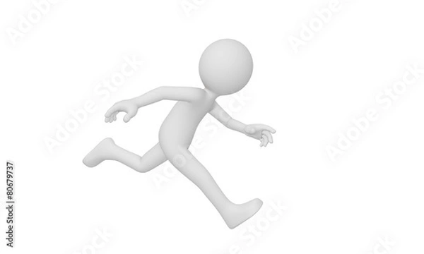 Obraz 3d man run, Isolated on white background