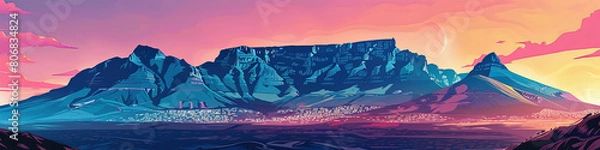 Obraz Summit Serenity - Table Mountain Illustration