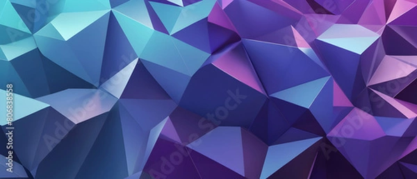 Fototapeta Abstract Purple to Blue Low Poly Crystal Pattern Background