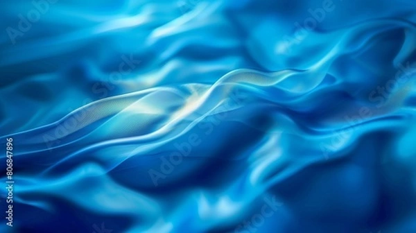 Fototapeta An abstract blue background with blurred waves and soft light. An abstract fluid shapes and elegant curves, modern minimalist design.