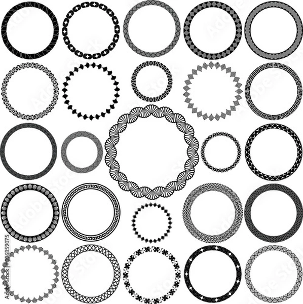 Fototapeta Art Deco vector round border collection