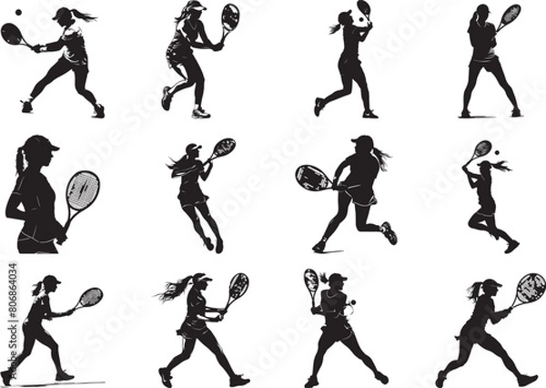 Obraz Female tenis play Silhouette Vector Illustration