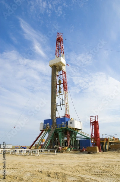 Obraz Loaded drilling rig on a desert