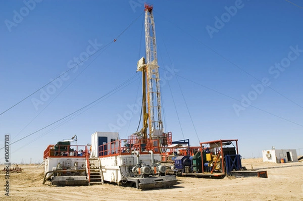 Obraz Loaded drilling rig on a desert