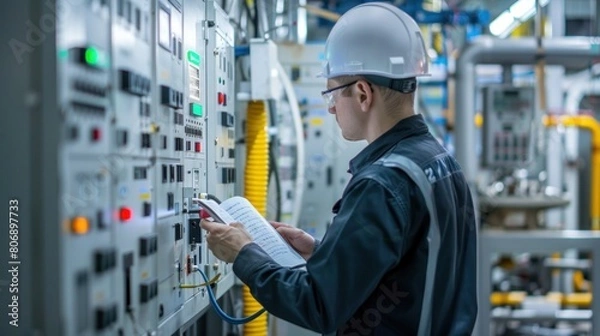 Obraz PLC control in modern factory.