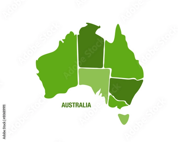 Obraz Mapa Australii w kolorze zielonym