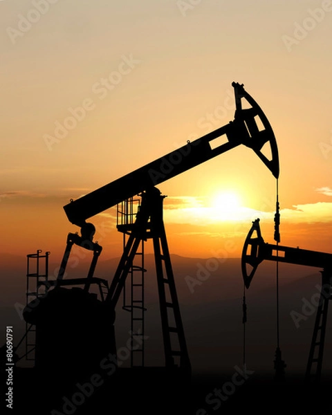 Obraz oil pump jack silhouette