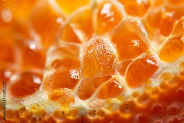 Fototapeta Close-up View of the Vibrant Orange Peel Texture of a Kumquat Fruit Highlighting its Pitted Surface and Juicy Glow