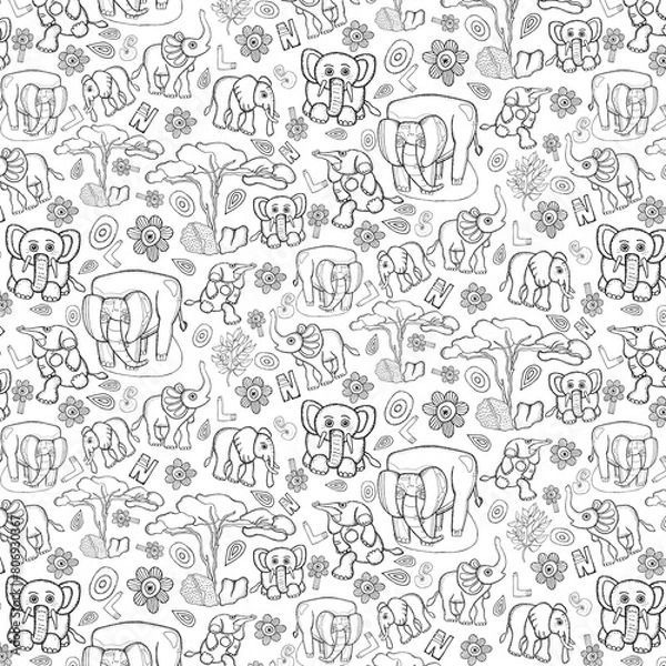 Obraz Surface pattern design - elephants