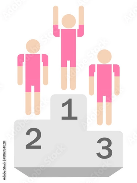 Fototapeta 水泳の表彰台と女性選手