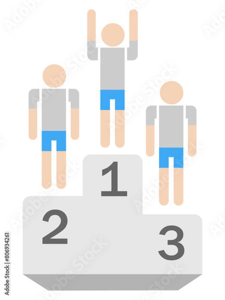 Fototapeta スポーツの表彰台と男性選手