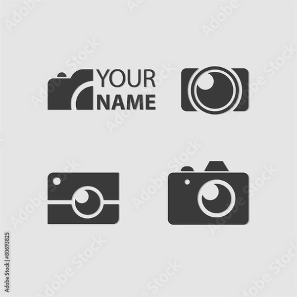 Obraz Logo Photos, Camera logo vector set. Trendy flat Hipster camera