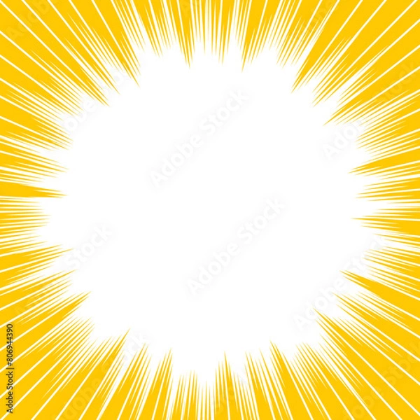Fototapeta 集中線　素材　ポップ　おしゃれ　キラキラ　シンプル　吹き出し　サンバースト　キャンペーン　優勝　当選　特典　バーゲン　初売り　イメージ　正方形