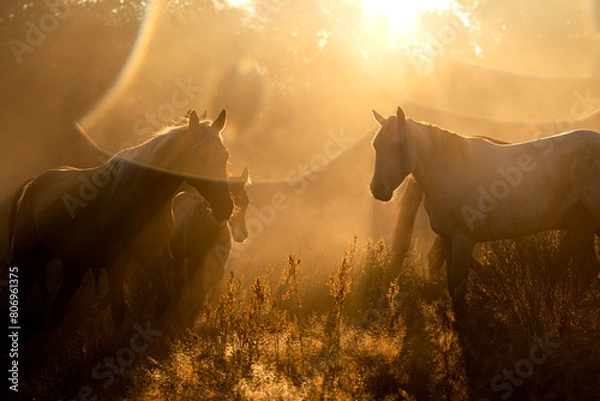 Obraz Konie o zachodzie słońca